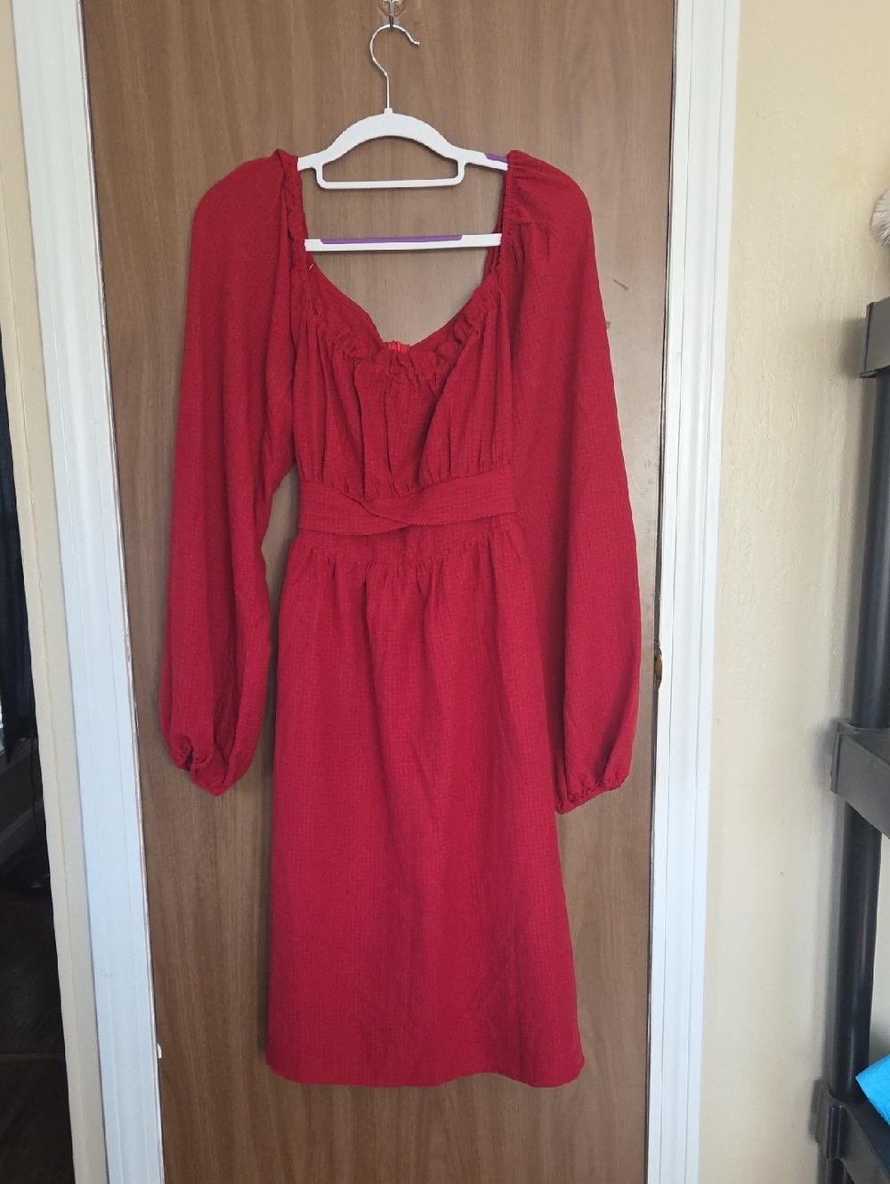 Altar'd State Red Long Sleeve Midi Dress